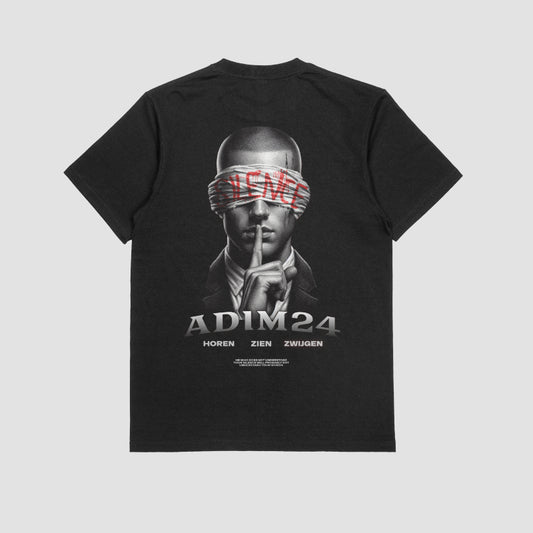 Adim24 - T-shirt - Silence - Oversized - Zwart -